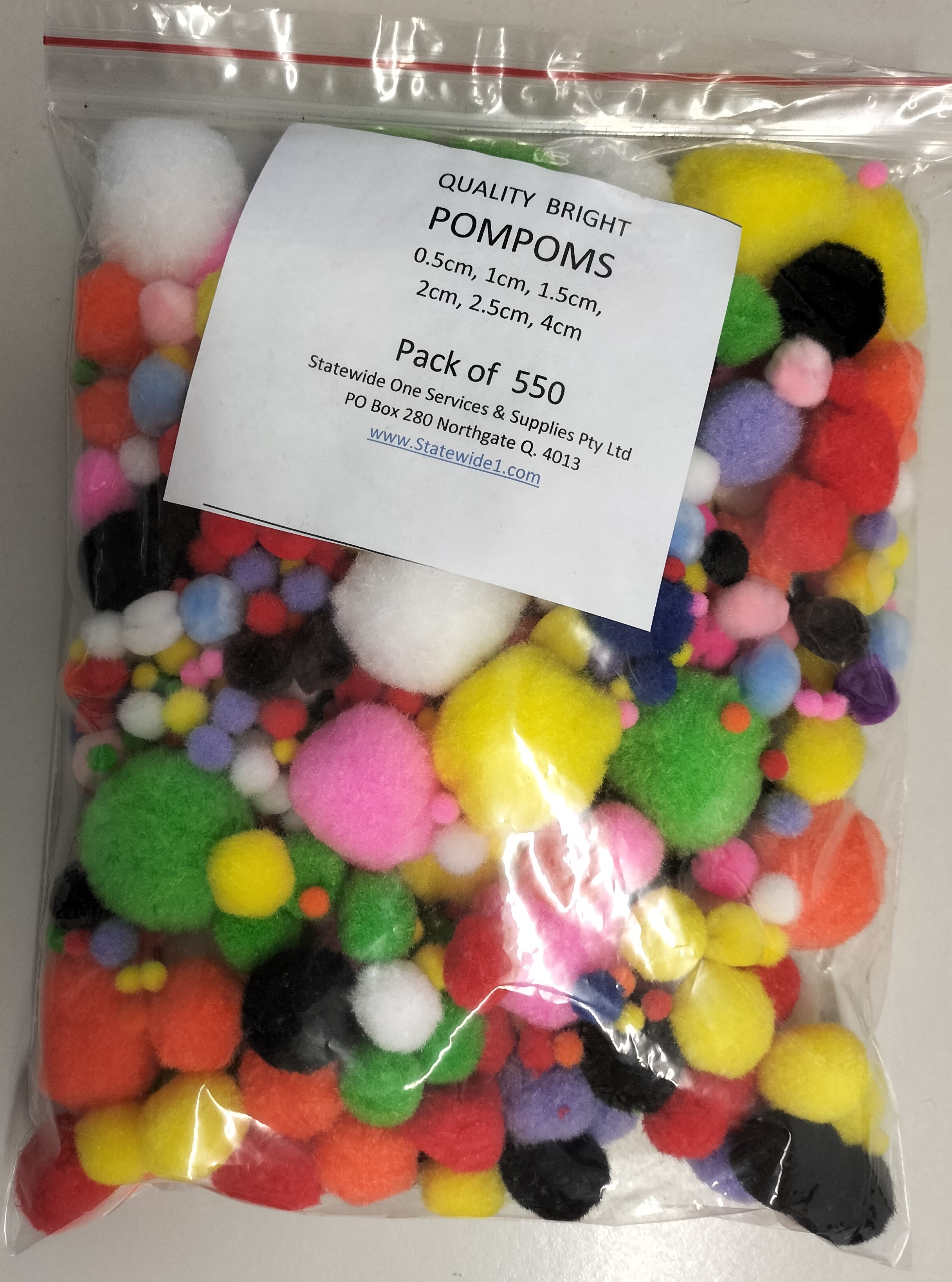 PomPom  Assorted Colours Size Pk 550